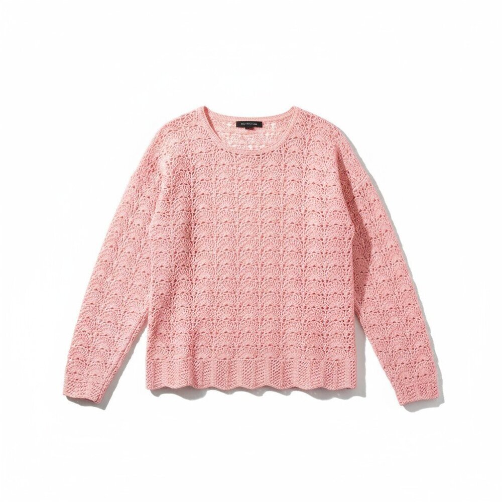 Yarnworks Pink Crochet Knit Sweater – Size Small